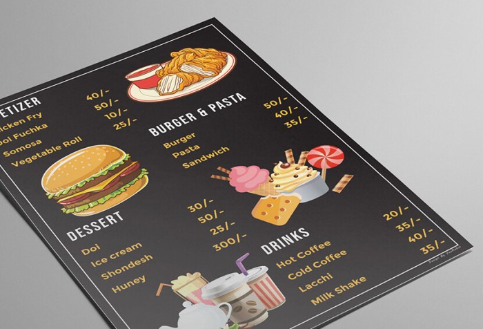 Contoh desain daftar menu unik