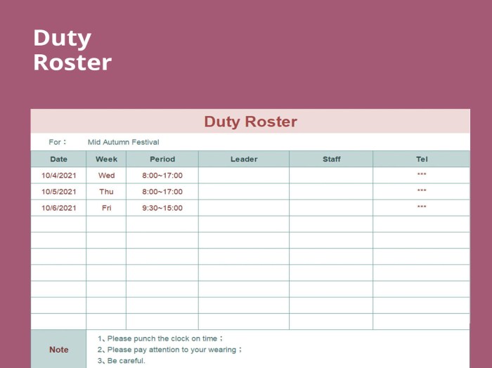 Contoh desain jadwal piket